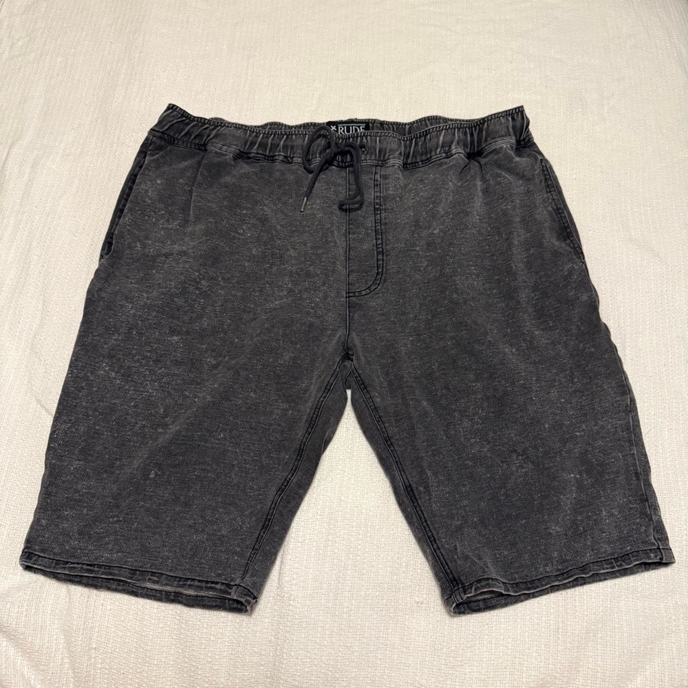 RUDE Men's XL Black 11in Jogger Drawstring Shorts